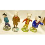 Beswick Ware Rupert The Bear Figures: Podgy Pig,Bill Badger, Rupert Bear and Edward Trunk, all