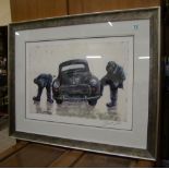 Large Alexander Millar Limited Edition Signed Print Titled Scrapheap Challenge: Morris Minor