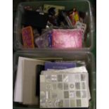 A large quantity of card making: craft / art materials ( 2 trays)