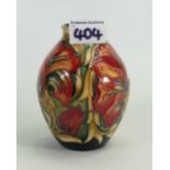 Moorcroft Spanish design vase: By kerry goodwin 2013. Height 13.5cm boxed