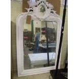 Painted white rococo style wall mirror: height 122cm x 78cm