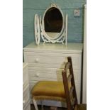 Alston Furniture Modern White Chest of 3 drawers: with matching mirror & stool(3)