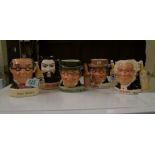 A collection of Royal Doulton Jim Beam, Pick Kwik & Bells Small Decanters: and Character Jugs(5):