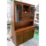 Mahogany effect dark wood display cabinet: height 190cm x 124cm wide x 44cm deep