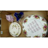 A mixed collection of item to include: Royal Albert, Spode, Edwardian decorative wall plates, Alfred
