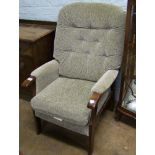 An oak framed armchair: