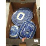 A large collection of Baker & CO limited blue & white items: to include platters, tureens etc