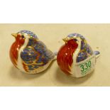 Royal Crown Derby paperweights: Robins (2)