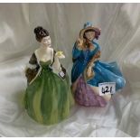 Royal Doulton figurines Delphine HN2136: and Fleur HN2368 (2)