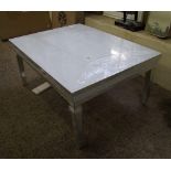 Large mirror effect glass coffee table: 120cm x 90cm x 55cm