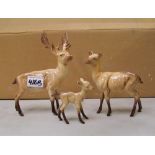 Beswick Stag family group: stag standing, doe and fawn.