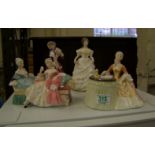 Royal Doulton Second Lady Figures: The Love Letter HN2149( starburst to base), Meditation HN2330(