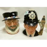 Royal Doulton Large Characters Jugs: Beefeater D6206 together with The London Bobby