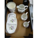 A collection of Portmerion Botanical items: to include graduated jug set, serving dish , platter,