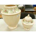Large Creamware Vase: together with similar lidded pot, height of largest 31cm(2)