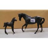 Beswick Black Beauty and foal: 2466 and 2536 (2).