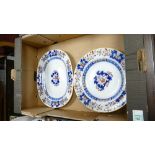 A collection of Mintons Early 20th Century Plates & Platter: decorated in blues and coral (7)