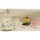 Royal Doulton Figures: Caroline HN3170, Amanda HN2996, Babie HN2121 and childhood days figures