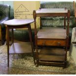 A mahogany side table plus a circular occasional table: