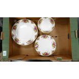 Royal Albert Old Country Rose items to include: dinner plates, bowls, side plates etc, some