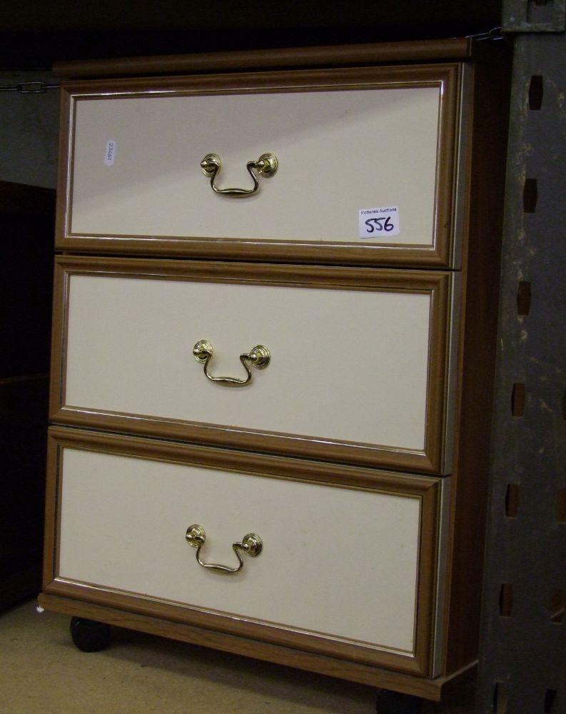 Cream and light wood effect bed side cabinet:
