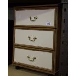 Cream and light wood effect bed side cabinet: