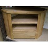 Light wood effect corner tv unit: height 86cm, deep 45cm Boxed