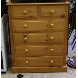 Modern pine waxed chest of six drawers: height 112cm , width 90cm, depth 46cm