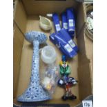 A mixed collection of items to include: the snowman boxed spoons, murano glass clown, Wood & son