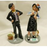 Royal Doulton character figures: Pearly Boy HN2767 and Pearly Girl HN2769 (2)