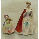 Royal Doulton Lady figures: Bess HN2002( hairline to base) & Babie HN1678(2)