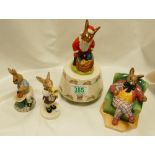 Royal Doulton Bunnykins Figures: Harry The Herald, Master Potter, Once Upon a Time and Musical