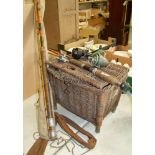 A collection of vintage fishing tackle: to include rods, reels, etc Allcocks light caster cane rod