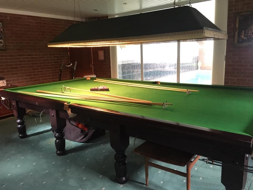 Full Sized Riley Mahogany Snooker Table: to be sold off site in the Madeley Area, complete with