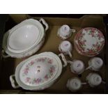 Two Royal Albert Colleen pattern tureens (1 lid a/f): together with 6 Royal Imperial floral trios.