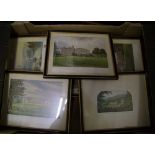 A collection of small framed prints: depicting stately homes (8).
