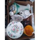 A mixed collection of items to include: Enoch wedgwood ribbed vase, Aynsley prembrook items, Crown