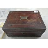 A distressed Edwardian inlaid mahogany box: