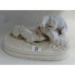 Damaged Parian Figure Group of Dogs Hunting: