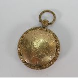 Larger 19th century yellow metal locket: Opening front and back covers appear to be gold,