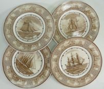 A Set of 4 Wedgwood The American Sailing Ships plates to include Dos Amigo's, Bethel,
