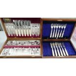 Oak Cased Marquess Cutlery Set: together with similar part silver plated set(2)