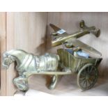 Large Brass Model of Lancaster Bomber: together with similar model of Horse & Cart(2)