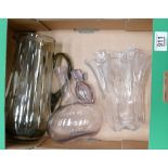 A collection of mid century glass items to include: Decanter,