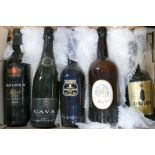 A collection of Port and Cava Sealed bottles: together with Bass empty bottle