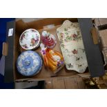 A mixed collection of items to include: Wedgwood jasper ware lidded box similar Royal Albert Old