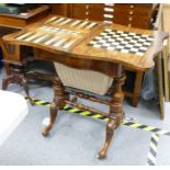 Victorian walnut games / work table: