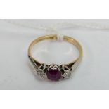 18ct gold diamond & ruby ring, size L, 2.2g.