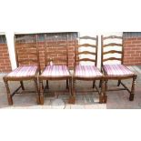 Set of 4 Ladder back Oak Chairs(4):