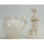 Gladstone Pottery Museum Figure: together with Wedgwood Cream Ware Jug embossed with Hunting